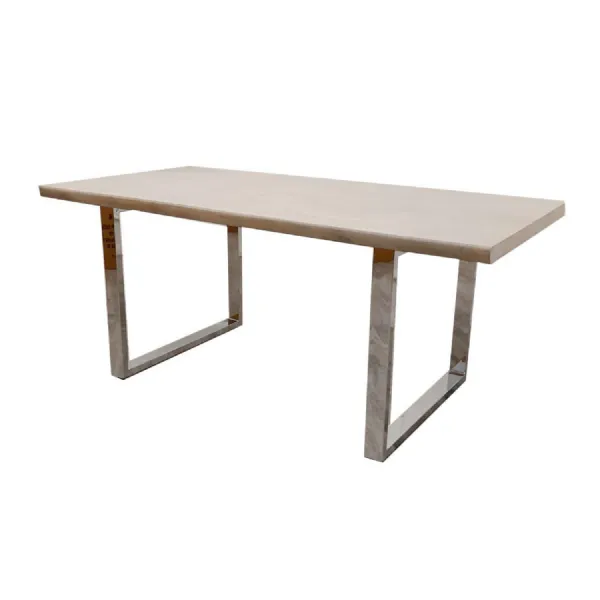 Modern Light Pine Wood Top Rectangular 6 Seater Dining Table with Metal Legs
