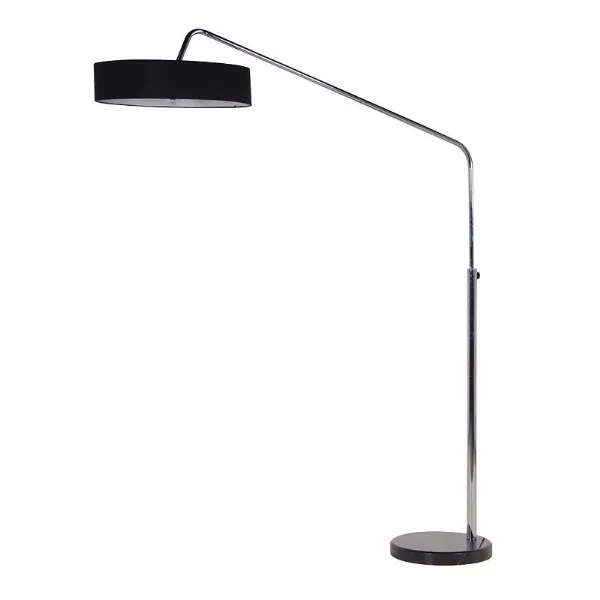 Chrome With Large Black Round Shade Floor Lamp