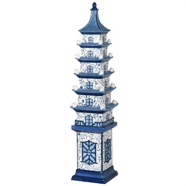 Large Blue And White Chinoiserie Tulip Vase
