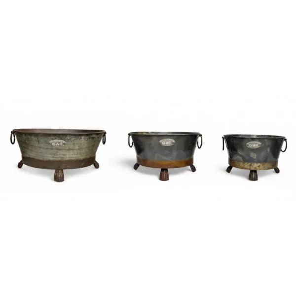 GWR Antique Set of 3 Iron Pots on Stand