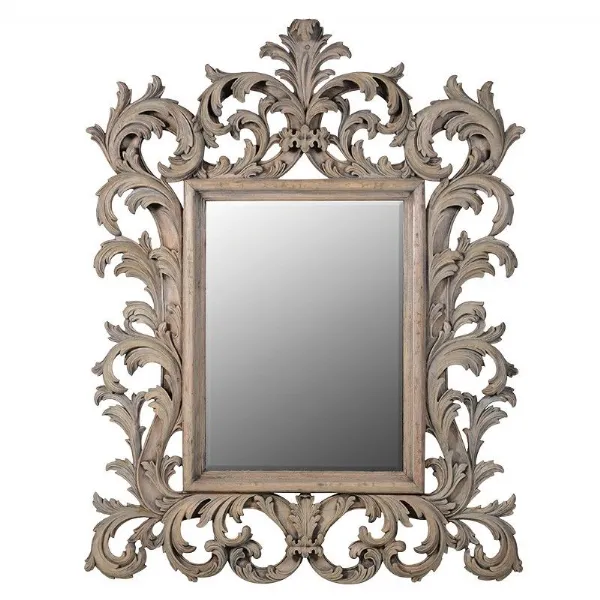 Reclaimed Pine Elaborate Carved Wall Mirror
