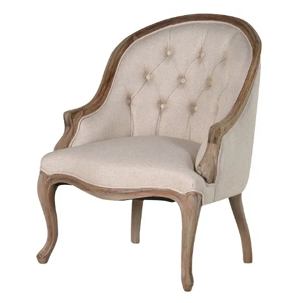 Luxury Reclaimed Pine Linen Curve Back Lounge Chair