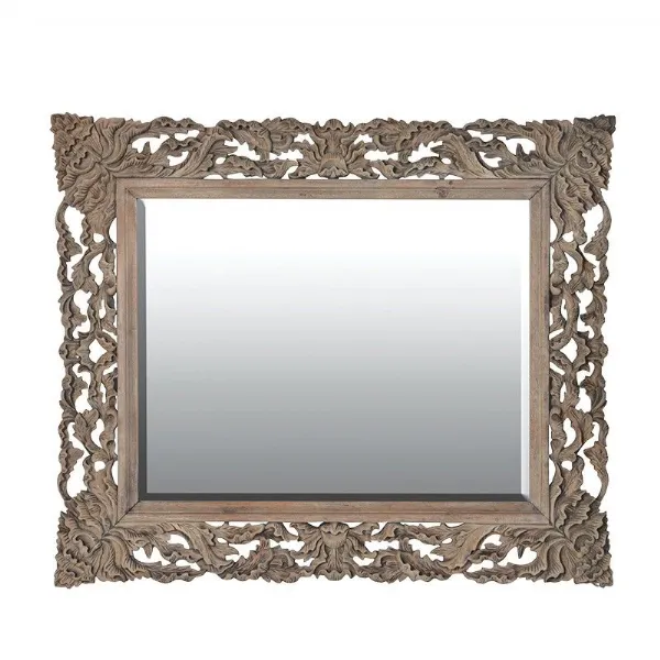 Reclaimed Old Pine Carved Wall Mirror