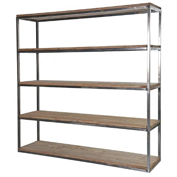 Reclaimed Pine Metal Large Open Shelf Unit