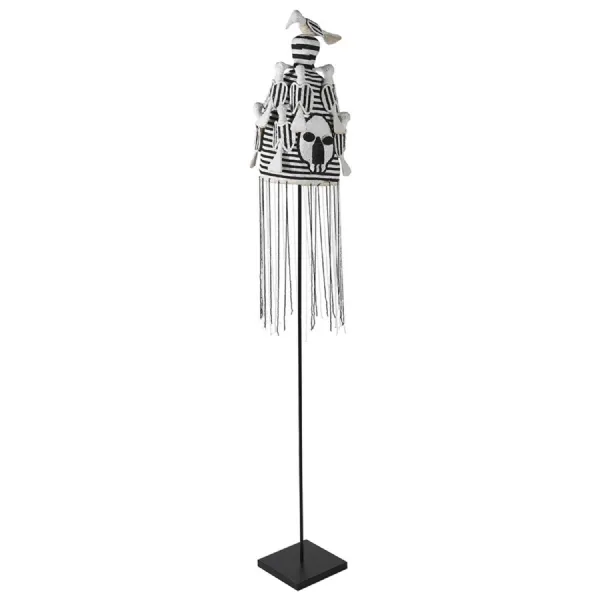 Small Black Beaded Bird Hat On Stand