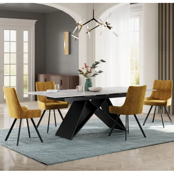Modern Argento Grey Ceramic Top 6 to 8 Seater Extending Dining Table