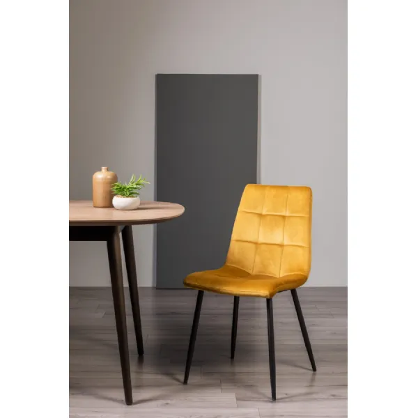 Yellow Velvet Dining Chair Black Legs