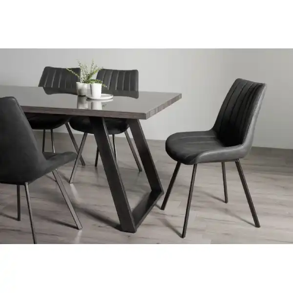 Rectangular 6ft Grey Painted Dining Table Glass Top