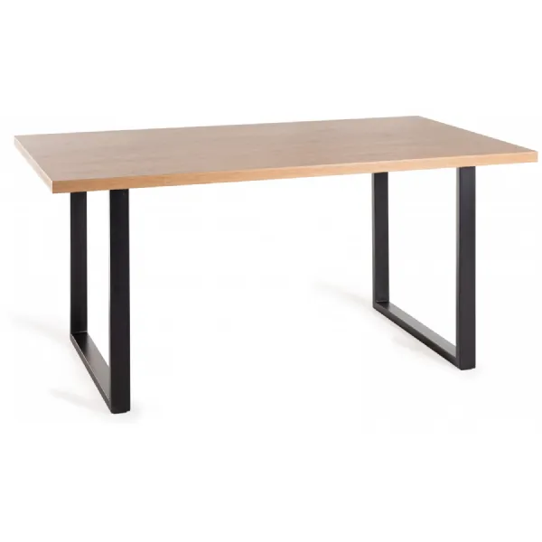Rustic Oak Top Rectangular Kitchen Dining Table Black Legs