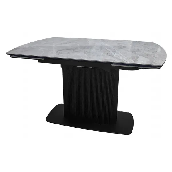 Light Grey Gloss Marble Effect Large Extending Dining Table