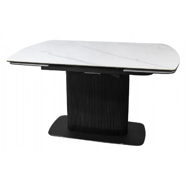 White Gloss Marble Effect Top Large Extending Dining Table