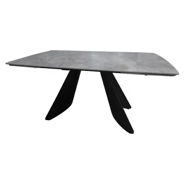 Light Grey Gloss Marble Effect Large Extending Dining Table