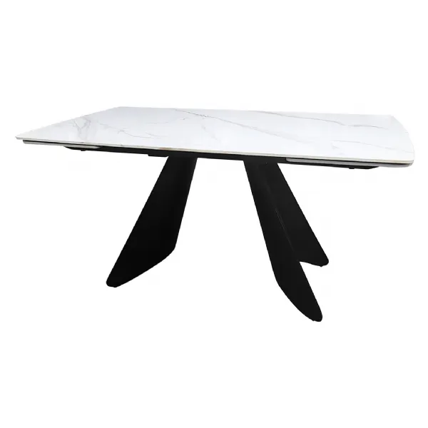 White Gloss Marble Effect Large Extending Dining Table