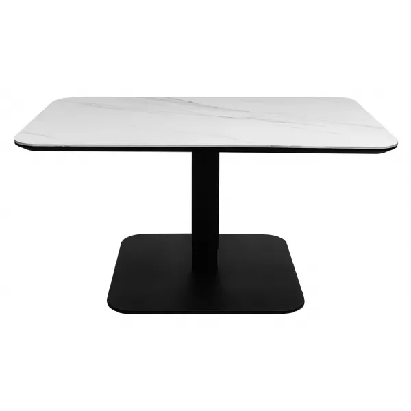 Matt White Marble Effect Lift Top Coffee Table Metal Base