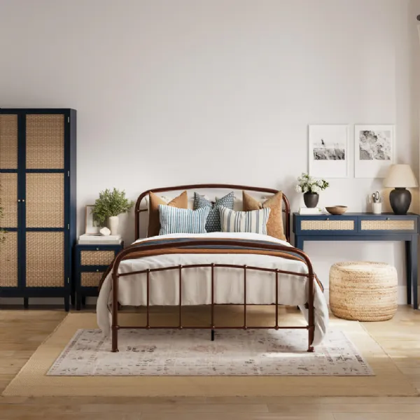 Copper Metal 5ft King Size Bed Frame with Curved Headboard
