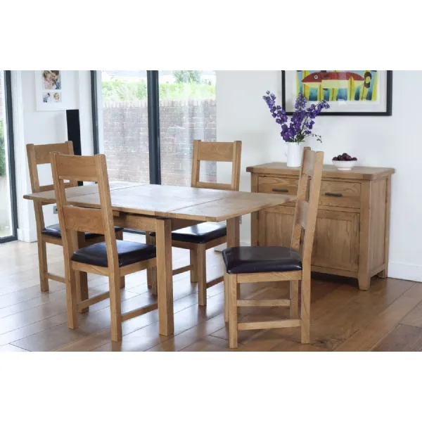 Oak Wooden Draw Leaf 90cm Square Extending Dining Table