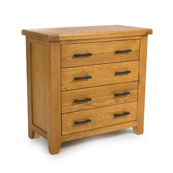 Oak and Metal 4 Drawer Chest