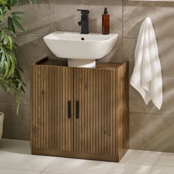 Hampshire Walnut Effect Under Sink Bathroom Storage Unit