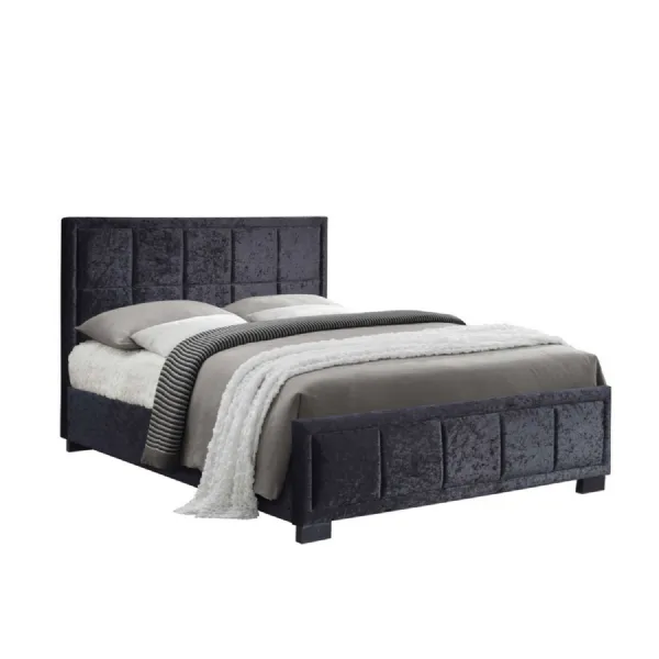 120cm Hannover Fabric Bed Black Crushed Velvet