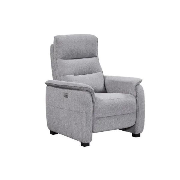 Pewter Fabric Electric Power Recliner Chair