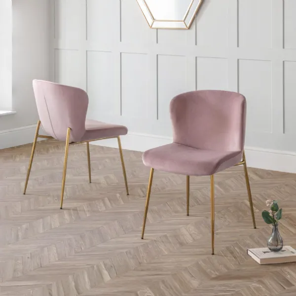 Set Of 2 Harper Dining Chairs Dusky Pink