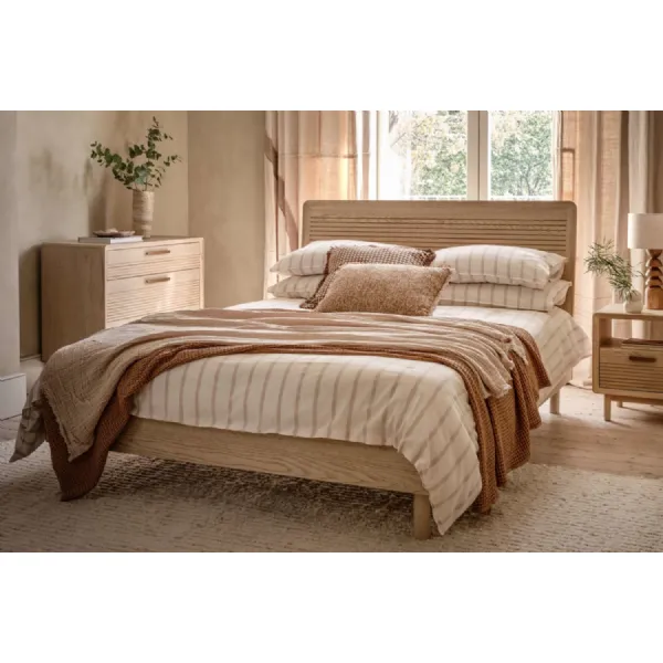 Oak 5ft King Size 150cm Bed Grooved Headboard