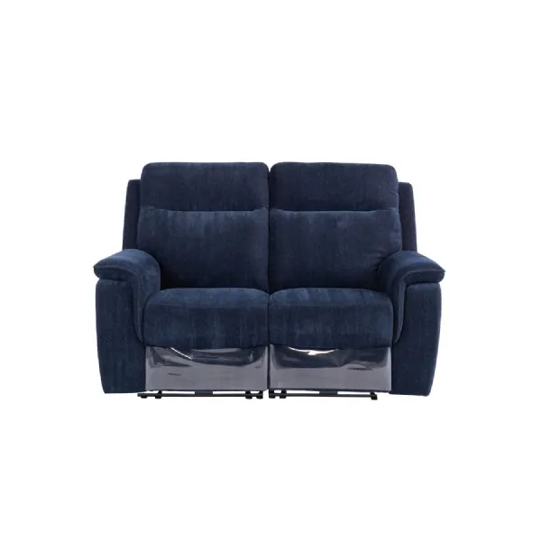Blue Fabric Electric Power Recliner 2 Seater Sofa