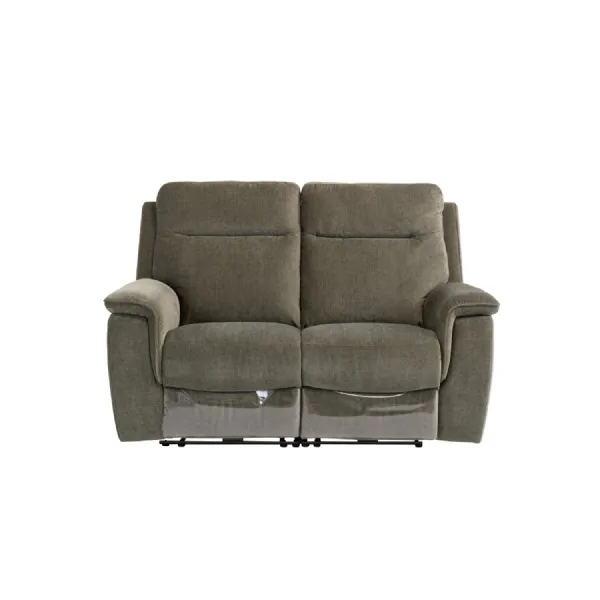 Green Herringbone Fabric Electric Recliner 2 Seater Sofa