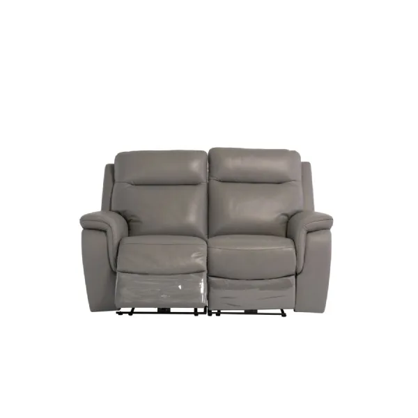 Grey Leather 2 Seater Electric Power Recliner Sofa