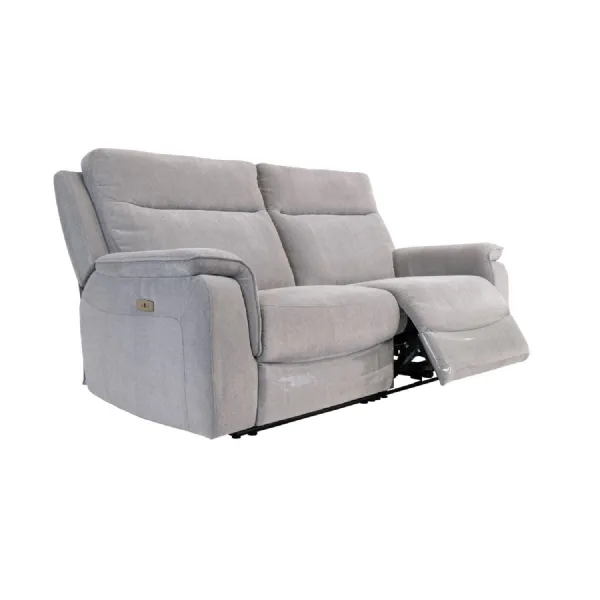 Grey Fabric 3 Seater Electric Recliner Sofa with USB Charger