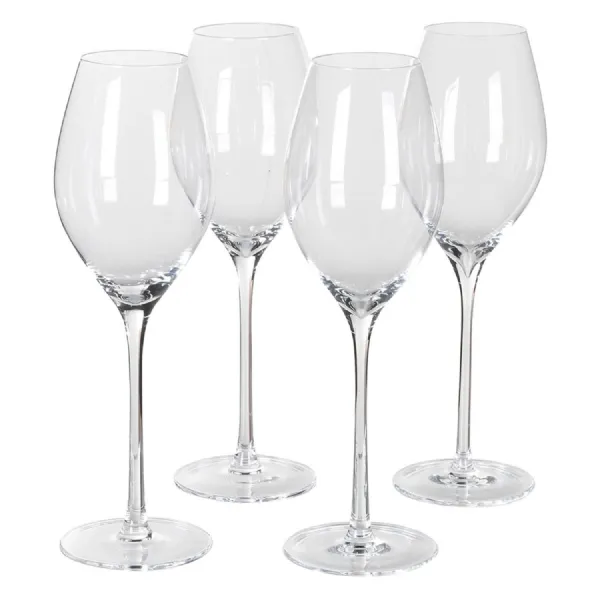 Set of 4 Crystal White Wine Glasses