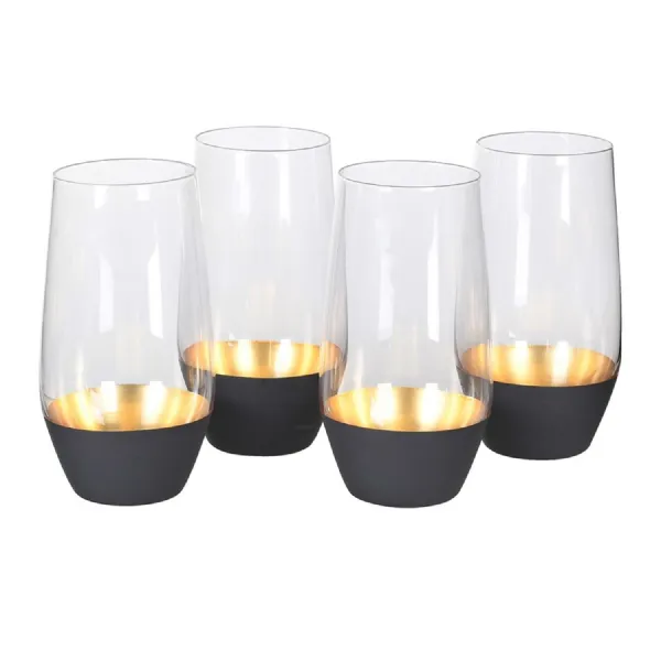 Set of 4 Black and Gold Base Tumblers