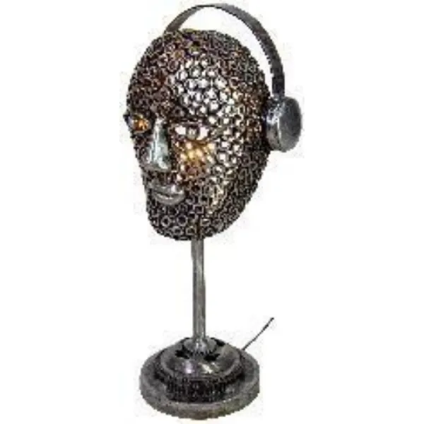 Black Metal Face with Headset Design Table Lamp