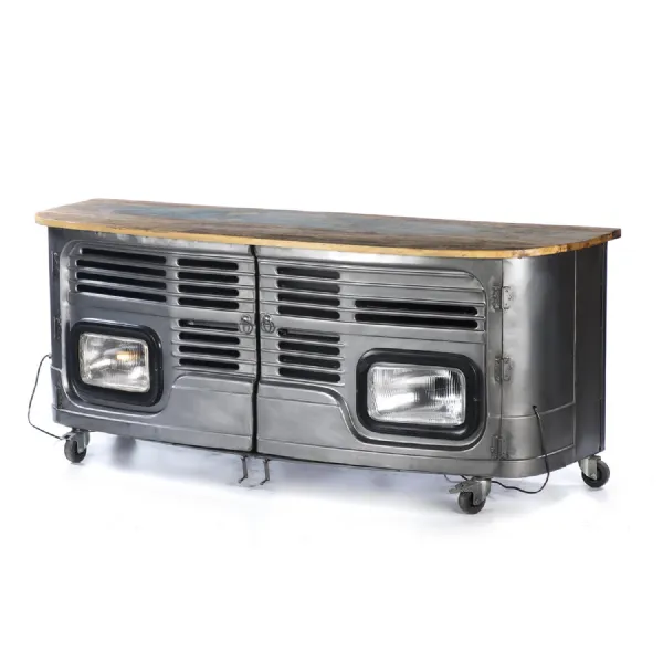 Industrial Style Reclaimed Truck Front TV Unit with Headlight Lamps