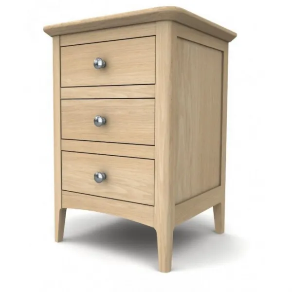 Solid Oak 3 Drawer Bedside