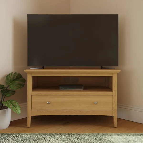 Hudson Ash 1 Drawer Corner TV Unit