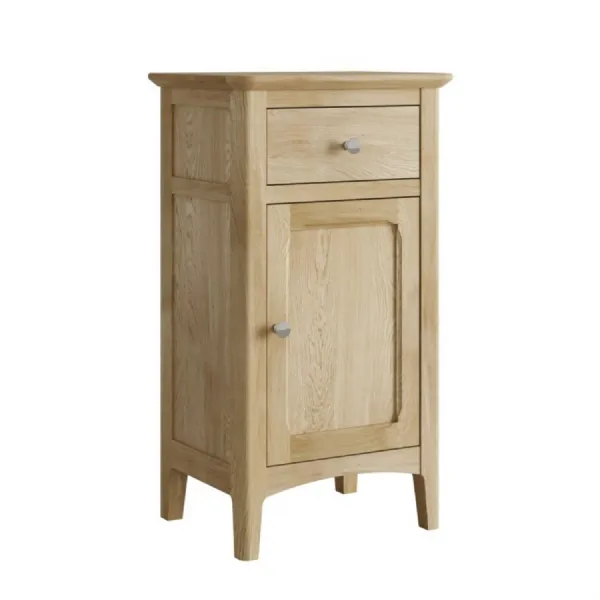 Solid Oak 1 Door 1 Drawer Cupboard