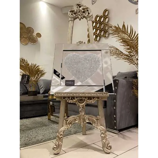 Heart Crystals Shape Wall Art Mirror Frame