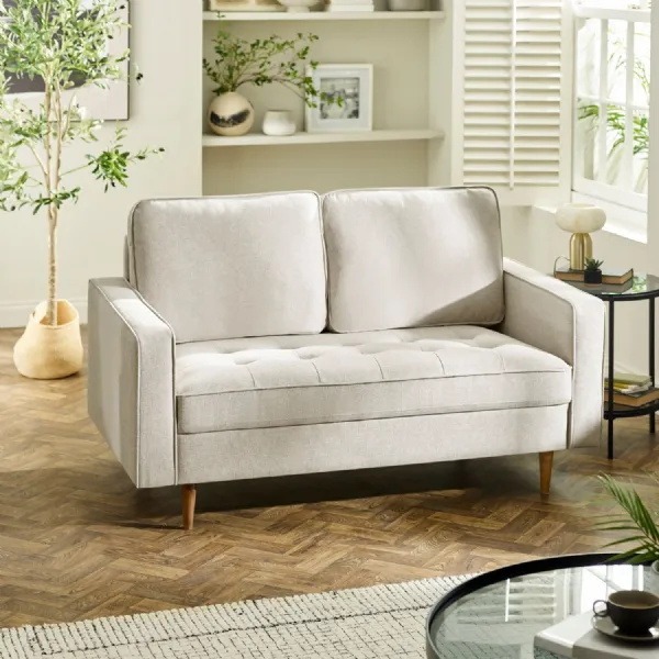 Henrietta Beige Upholstered 2 Seater Sofa