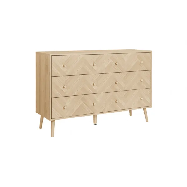Herringford 6 Drawer Wide Chest Oak