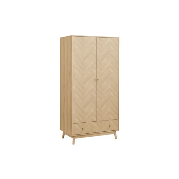 Herringford 2 Door 1 Drawer Wardrobe Oak