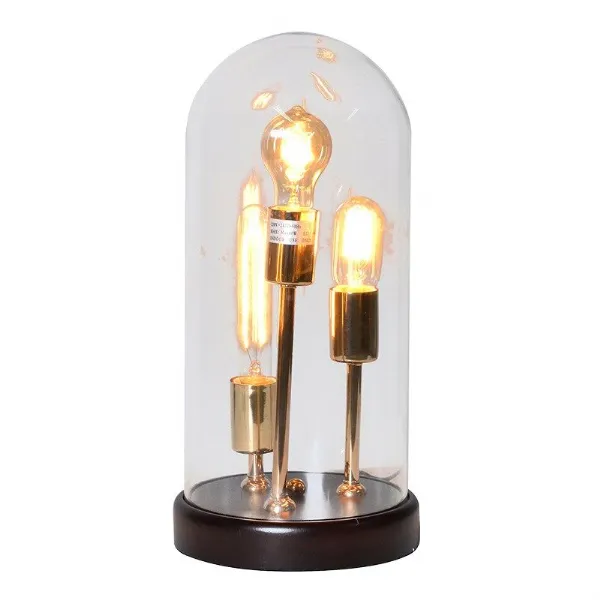 Vintage Style Eclectic Edison Style Glass Dome Table Lamp With 3 Bulbs