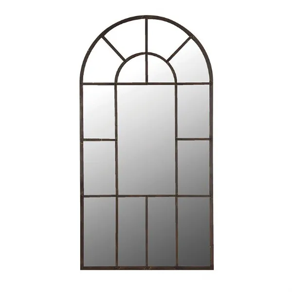Extra Large Multi Windowpane Arched Window Wall or Leaning Floor Mirror 207 x 109cm