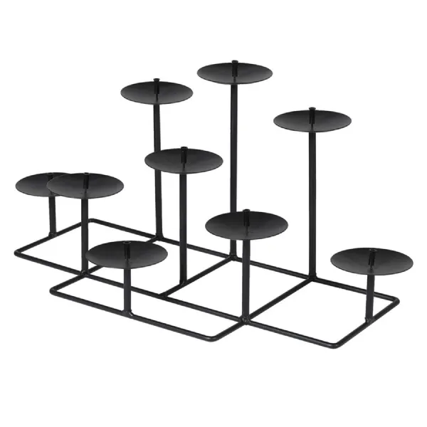 9 Multi Height Black Iron Candle Holders