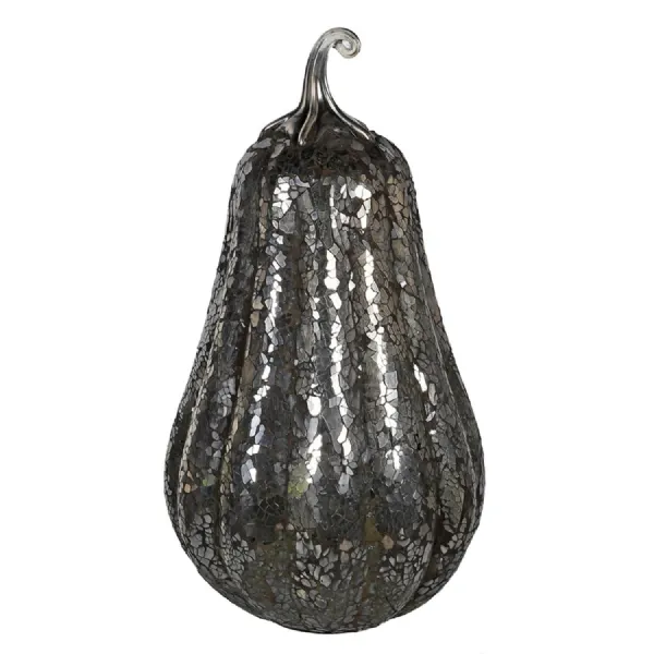 Tall Silver Crackle Pumpkin