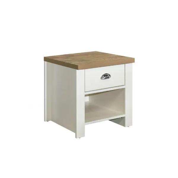 Highgate 1 Drawer Lamp Table Cream & Oak Effect