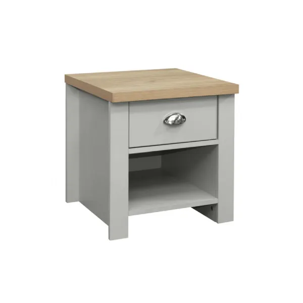 Highgate 1 Drawer Lamp Table Grey & Oak Effect
