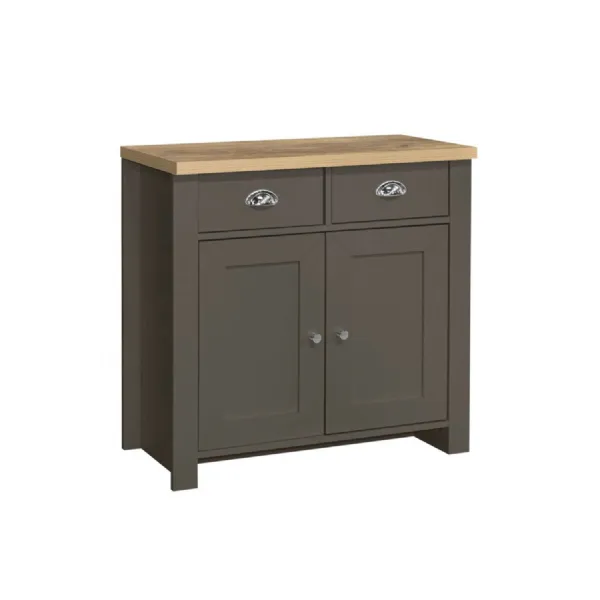 Highgate 2 Door 2 Drawer Sideboard Dark Grey & Oak Effect