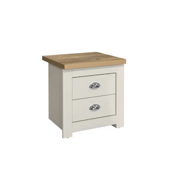 Highgate 2 Drawer Bedside Cream & Oak Effect