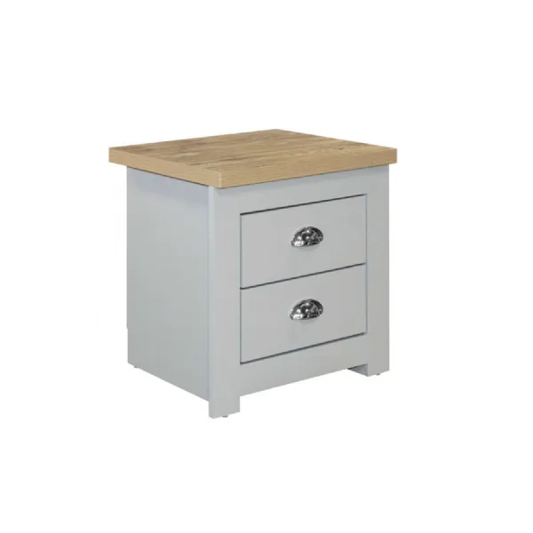 Highgate 2 Drawer Bedside Grey & Oak Effect